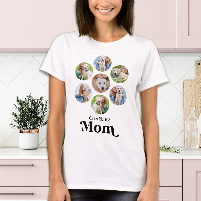 Dog MOM Personalised Dog Lover Pet Photo Collage T-Shirt (Creator Uploaded)
