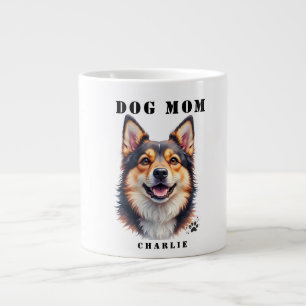 Dog Mom Simple Modern Dog Name & Photo Custom Large Coffee Mug