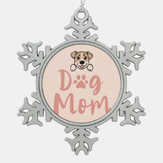 Dog Mom Snowflake Pewter Christmas Ornament