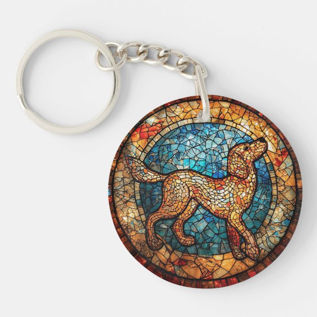 Dog Motif With Vibrant Colours Key Ring (Front)