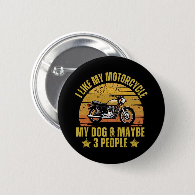 Dog Motorcycle 6 Cm Round Badge (Front & Back)