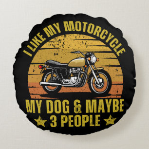 Dog Motorcycle Round Cushion