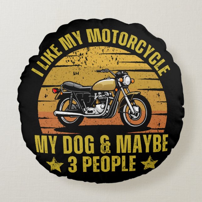 Dog Motorcycle Round Cushion (Front)