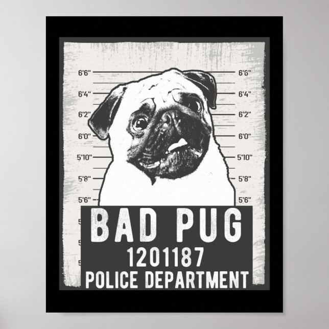 Dog Mug Shot Criminal Pug Poster (Front)