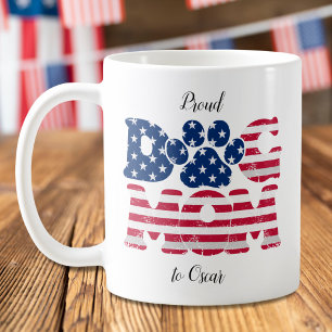 Dog Mum American Flag Grunge Red White Blue Coffee Mug