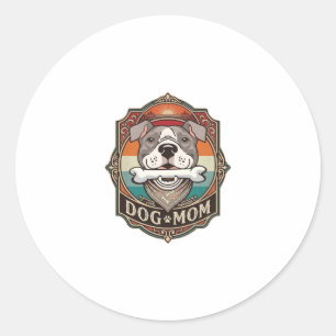 Dog Mum Bone Bandanna Vintage Frame_1 Classic Round Sticker