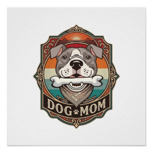 Dog Mum Bone Bandanna Vintage Frame_1 Poster