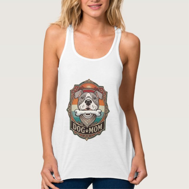 Dog Mum Bone Bandanna Vintage Frame_1 Singlet (Front)