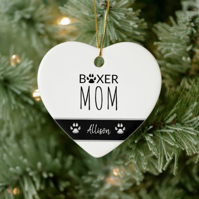 Dog Mum Boxer Personalised Paw Prints Ceramic Tree Decoration (Tree)