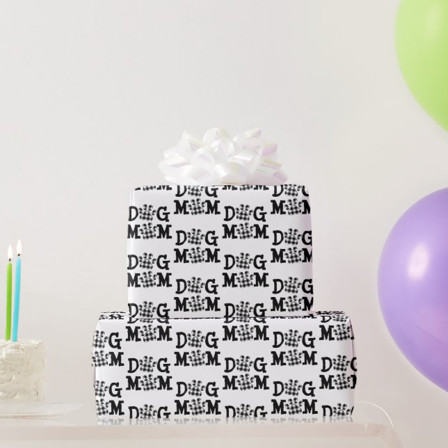 Dog Mum Buffalo Plaid Dog Prints Wrapping Paper (Party Gifts)
