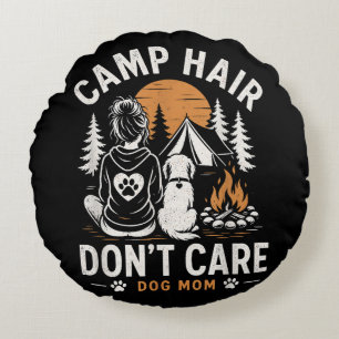 Dog Mum Camping Outdoor Campfire Round Cushion