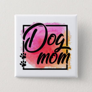 Dog mum colourful cute paw prints 15 cm square badge