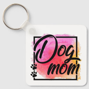 Dog mum colourful photo name key ring