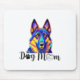 Dog Mum Cool Colourful German Shepherd Heart Paw P Mouse Pad