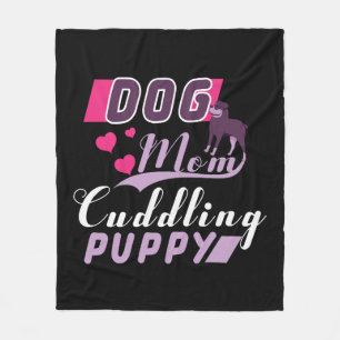 Dog Mum Cuddling Puppy    Fleece Blanket