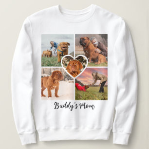 Dog Mum Custom 5 Pet Photo Collage Grid & Heart Sweatshirt