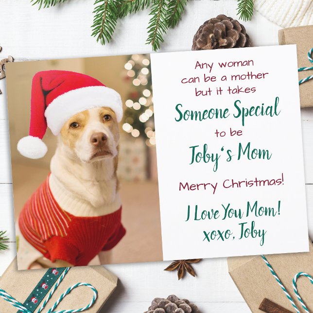 Dog Mum Custom Pet Photo Merry Christmas Holiday Card (Creator Uploaded)