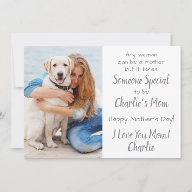 Dog Mum Custom Pet Photo Mother's Day Holiday Card (Front)