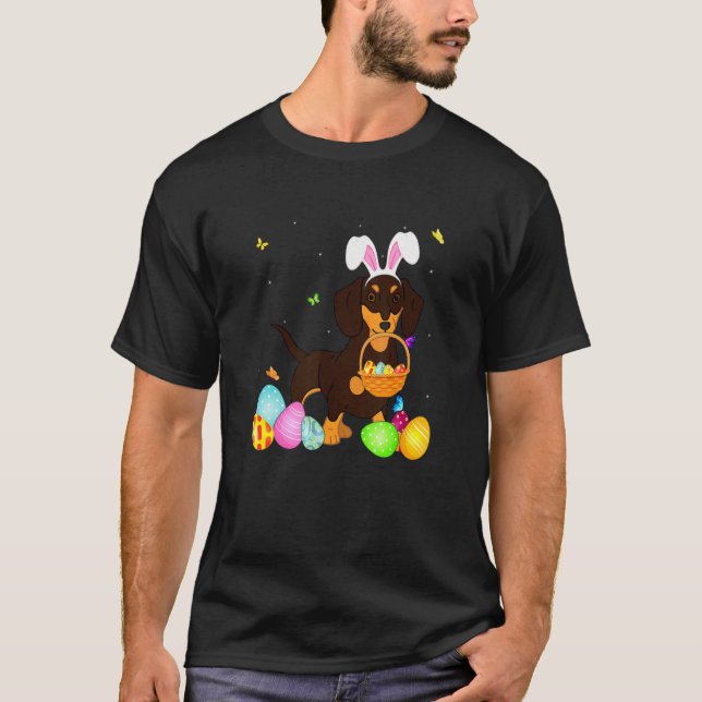 Dog Mum  Cute Bunny Chihuahua Eggs Easter Day T-Shirt (Front)