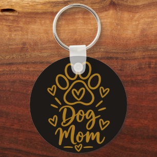 Dog Mum Cute Paw Print Dog Lover Gift Key Ring