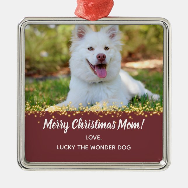 Dog Mum Dog Dad Pet Christmas Holiday Photo Metal Tree Decoration (Front)