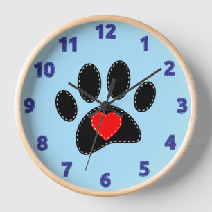 Dog Mum Drawing Blue Clock