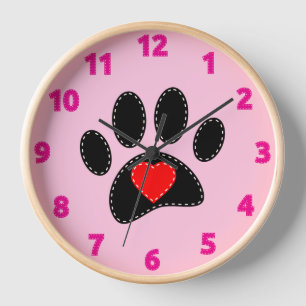 Dog Mum Drawing Pink Clock