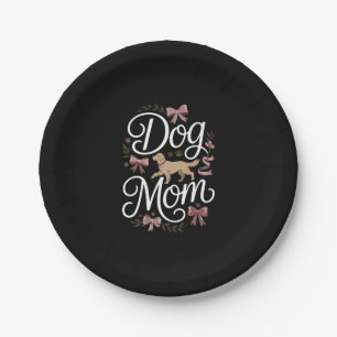 Dog Mum Elegant Coquette Golden Retriever Design Paper Plate