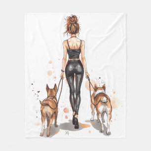 Dog Mum Fleece Blanket Girl Boss Dog Walker