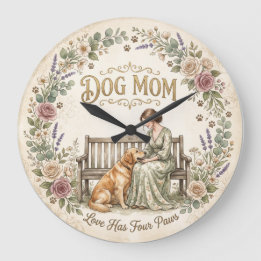 Dog Mum Floral Wall Clock