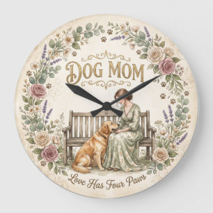 Dog Mum Floral Wall Clock