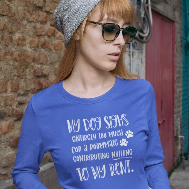 Dog Mum Funny Custom Photo Women's Long Blue  T-Shirt (Creator Uploaded)