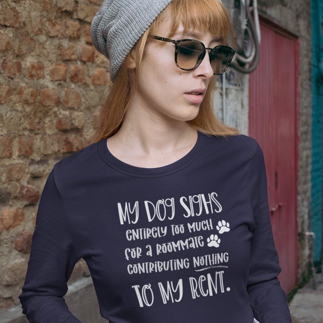 Dog Mum Funny Custom Photo Women's Navy Long   T-Shirt (Creator Uploaded)