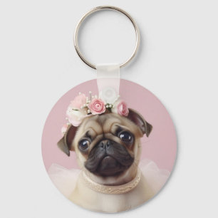 Dog Mum Fur Life Pug Photo Custom Key Ring