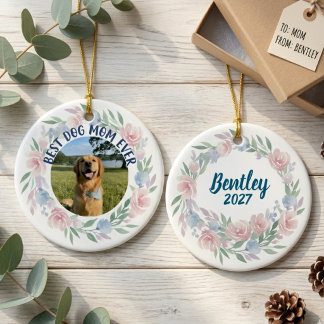 Dog Mum Gift – Floral Pet Lover Keepsake Ceramic Tree Decoration