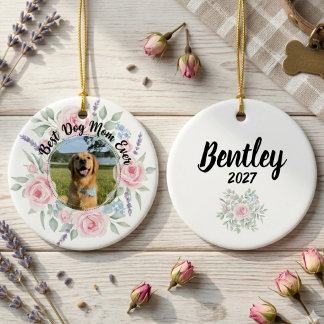Dog Mum Gift – Floral Rose Pet Lover Keepsake Ceramic Tree Decoration