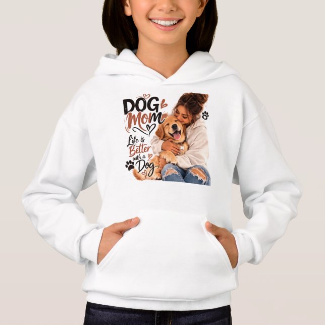 Dog Mum Hoodie for Women | Cute Dog Lover Pullover (Front)