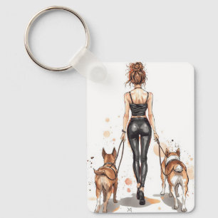 Dog Mum Keychain Stylish Dog Walker Girl Boss