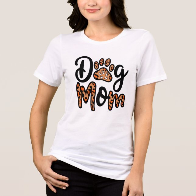 Dog Mum Leopard Paw Print Tee (Front)