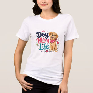 Dog Mum Life Golden Retriever Pink Heart Bandanna Tri-Blend Shirt