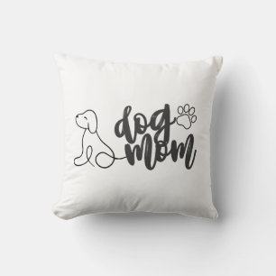 Dog Mum Line Art Design Minimalist Dog Lover Cushion