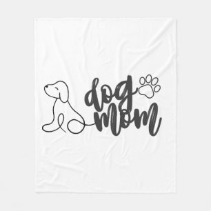 Dog Mum Line Art Design Minimalist Dog Lover Fleece Blanket