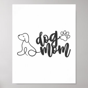 Dog Mum Line Art Design Minimalist Dog Lover Poster