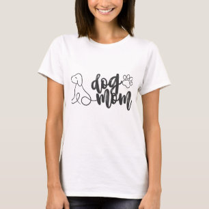 Dog Mum Line Art Design Minimalist Dog Lover T-Shirt