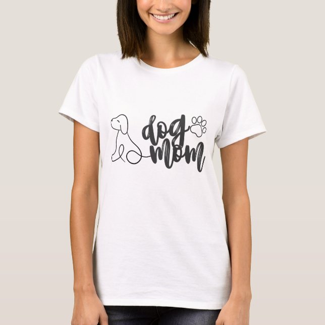 Dog Mum Line Art Design | Minimalist Dog Lover T-Shirt (Front)