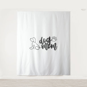 Dog Mum Line Art Design  Minimalist Dog Lover Tapestry