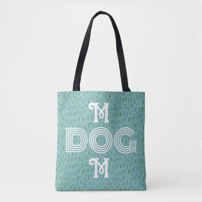 Dog Mum modern typography tote bag blue (Front)