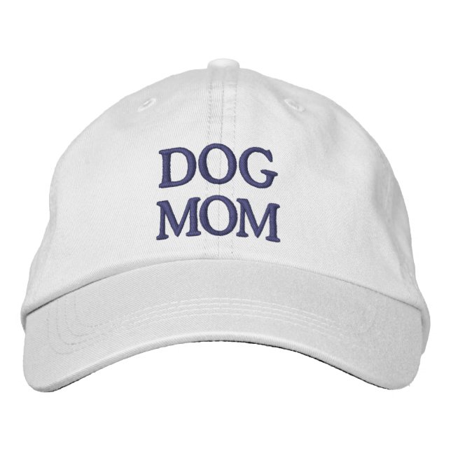 Dog Mum navy blue typography elegant simple custom Embroidered Hat (Front)