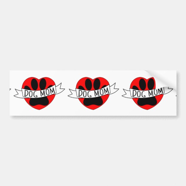 Dog Mum Paw And Red Heart Drawing Bumper Sticker (Front)