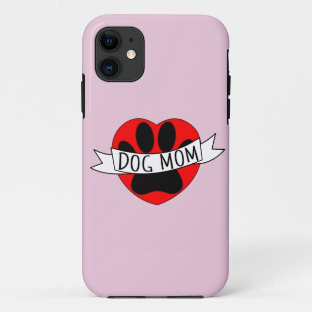 Dog Mum Paw And Red Heart Drawing Case-Mate iPhone Case (Back)
